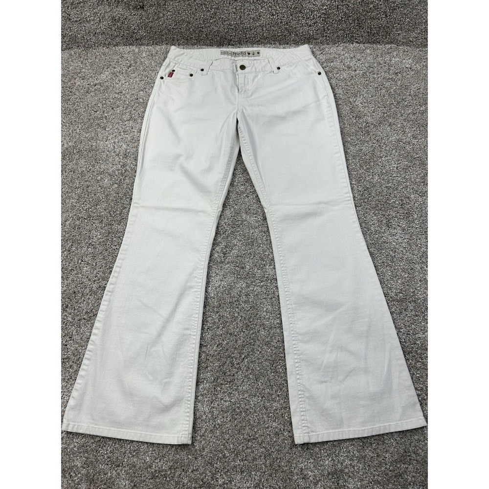 Vintage Mudd Y2K Low Rise Flare Jeans Womens 11 Denim White 2000s Retro